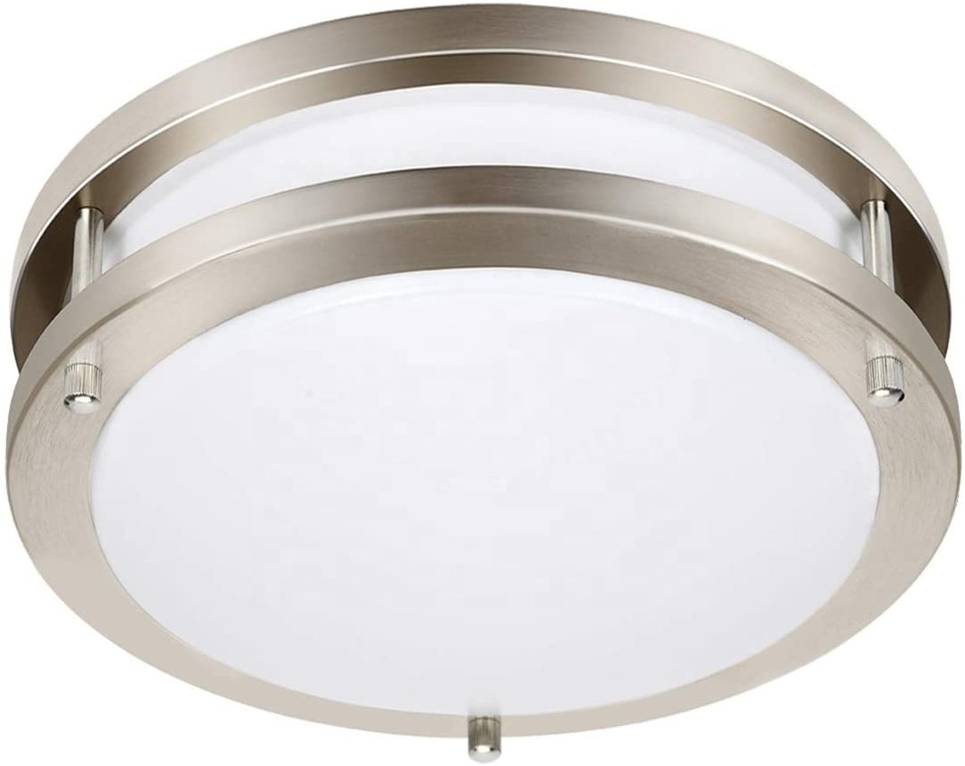 Simple Circle Drum Brushed Nickel LED Flush Mount Ceiling Light