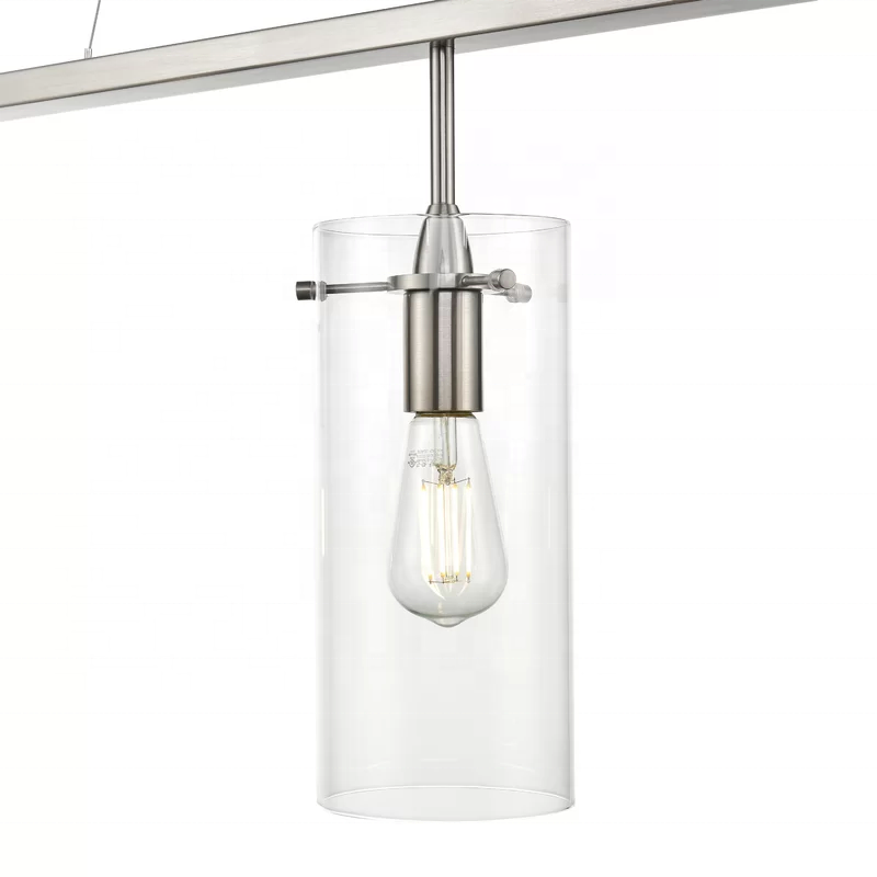 Industrial 3 Lights Satin Nickel Fixtures Modern Chandelier Pendant With Clear Glass For Kitchen Island Dining Room