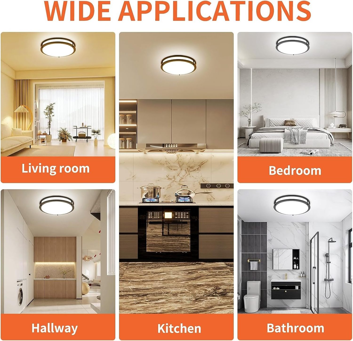 Adjustable for Bedroom Kitchen Bathroom Hallway 5CCT Flush Mount Ceiling Mount Lights 18W LED Ceiling Light Fixture