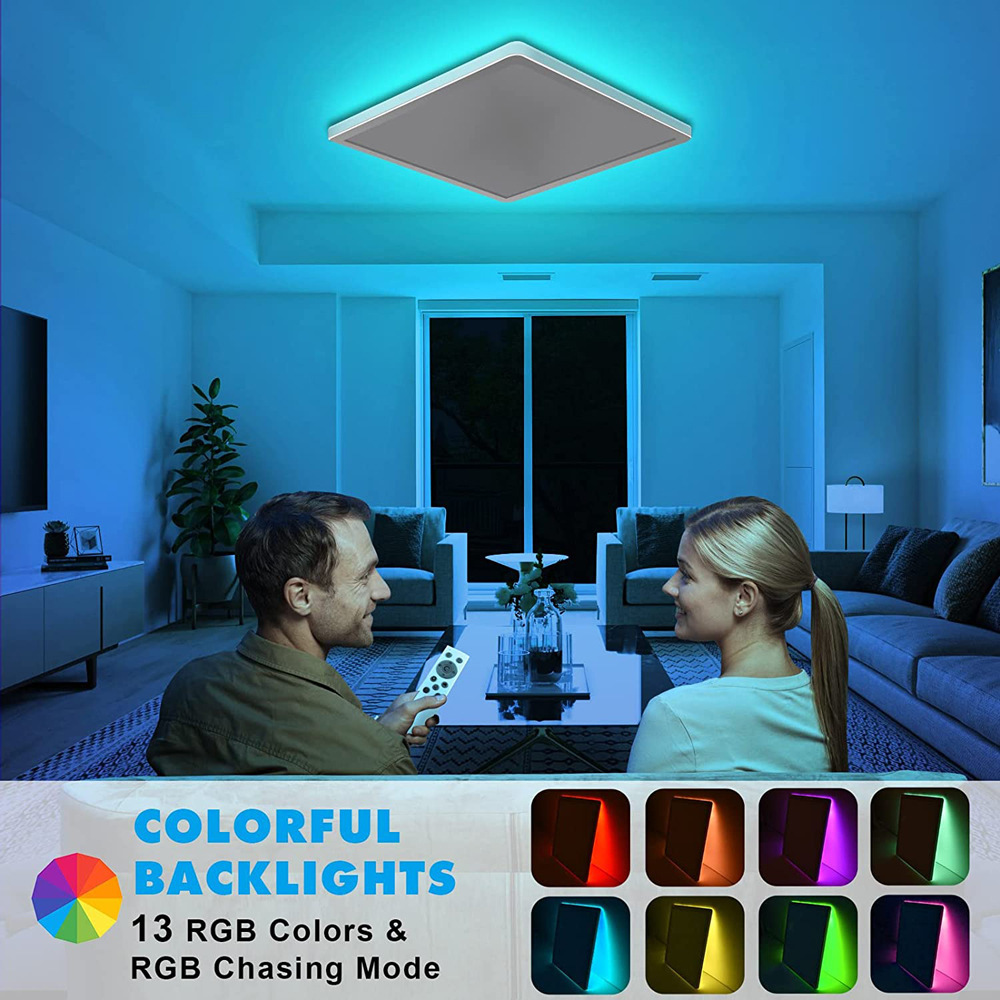 LED Recessed Ceiling Light Square White Modern Fixture Bedroom Bathroom Slim RGB LED Ceiling Light