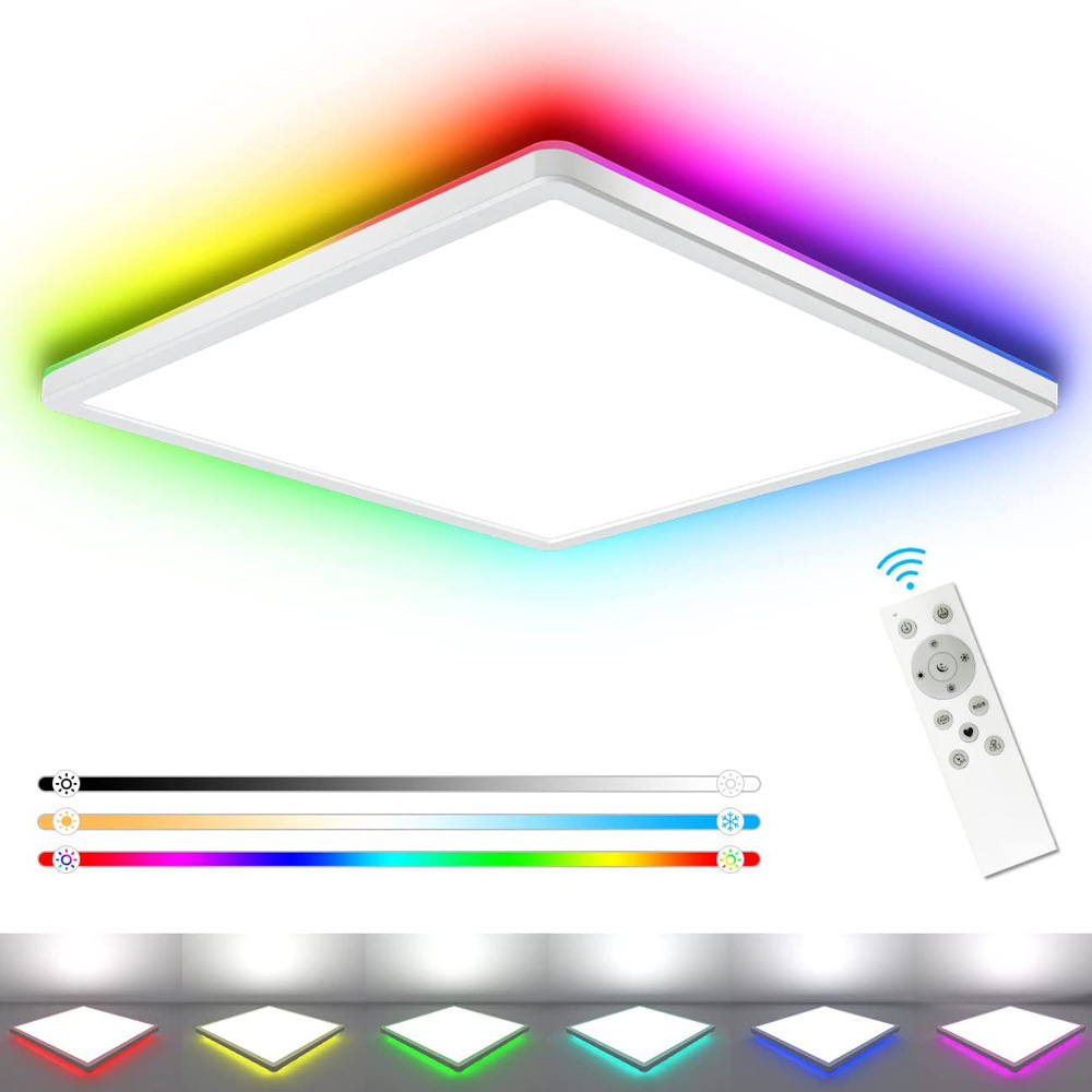 LED Recessed Ceiling Light Square White Modern Fixture Bedroom Bathroom Slim RGB LED Ceiling Light