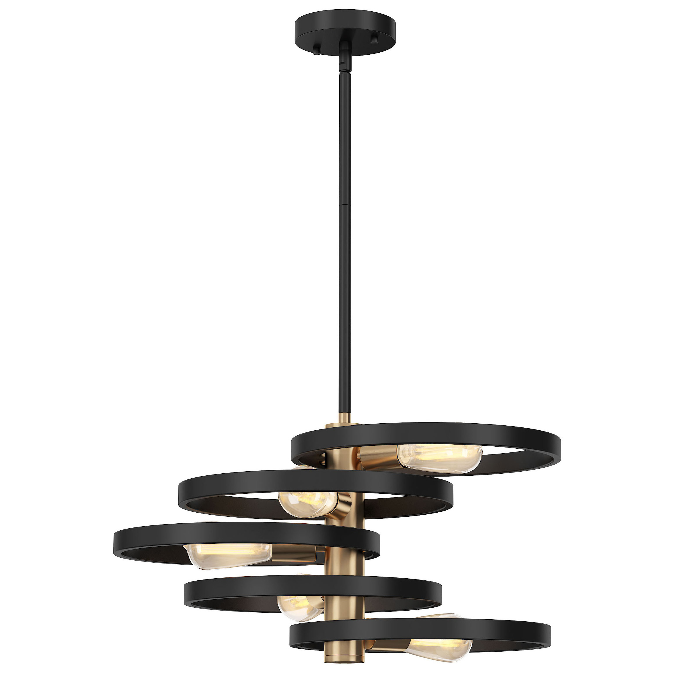 Modern Black Gold Foil Led Semi Flush Mount Living Room Ceiling Lamp