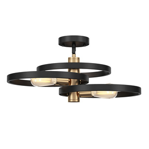 Modern Black Gold Foil Led Semi Flush Mount Living Room Ceiling Lamp