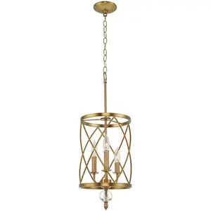 Hot Sell Cage Pendant Light Antique Brass Ceiling Chandelier Lantern For Hallway Dining  LivingRoom