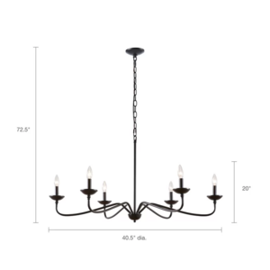 Vintage 6-Light Candle Style Classic Chandelier Large Branch Wrought Iron Candelabrum Pendant Light for Dinning Living Room