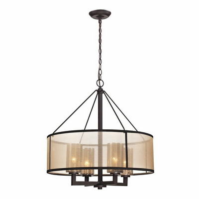 Farmhouse Design 4-Light Statement Drum Chandelier Traditional Pendant Light For Kitchen Dining Living Room