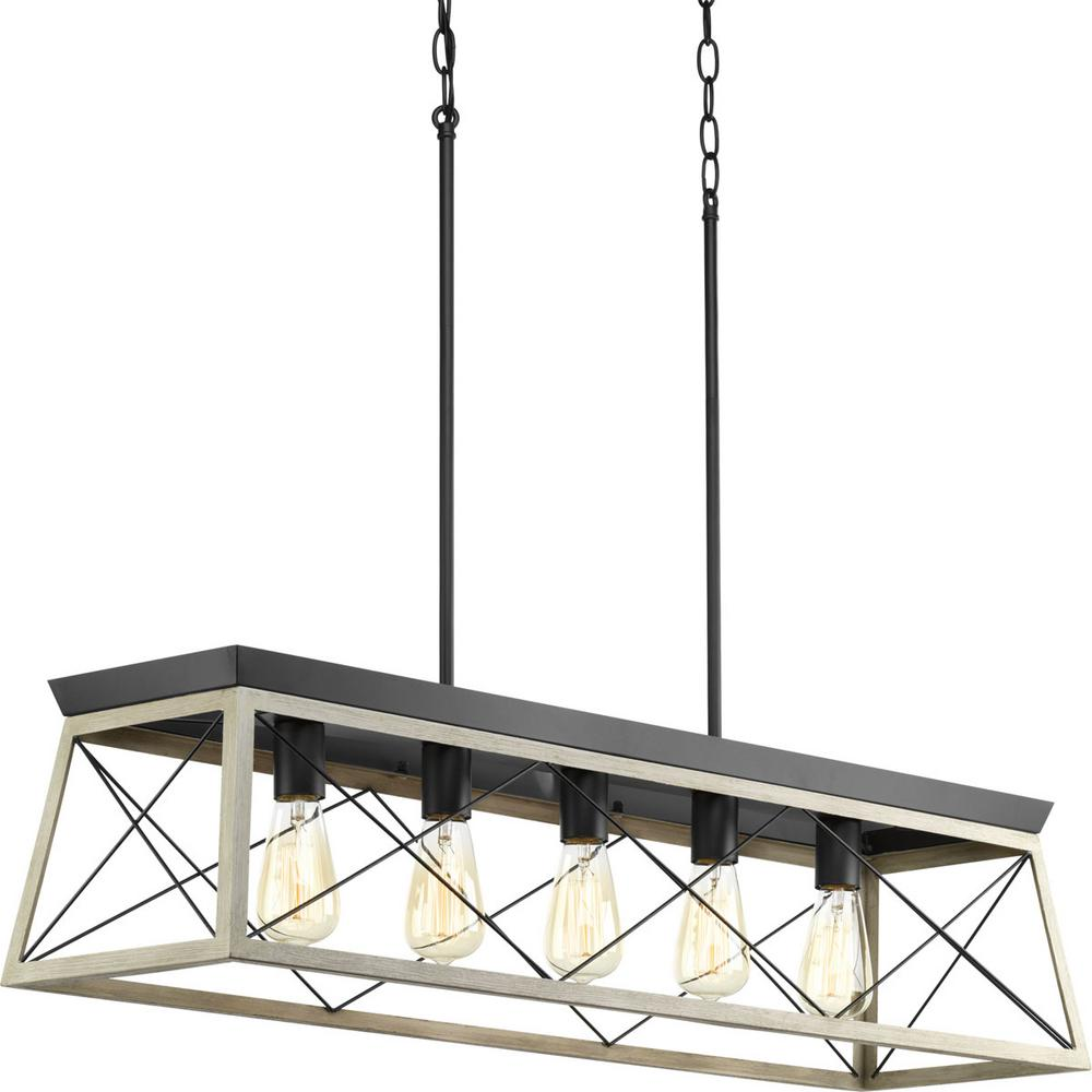 Rectangular Chandelier Island Chandelier 5-Lights Farmhouse High Linear Industrial Lighting For Home Dining Living Room