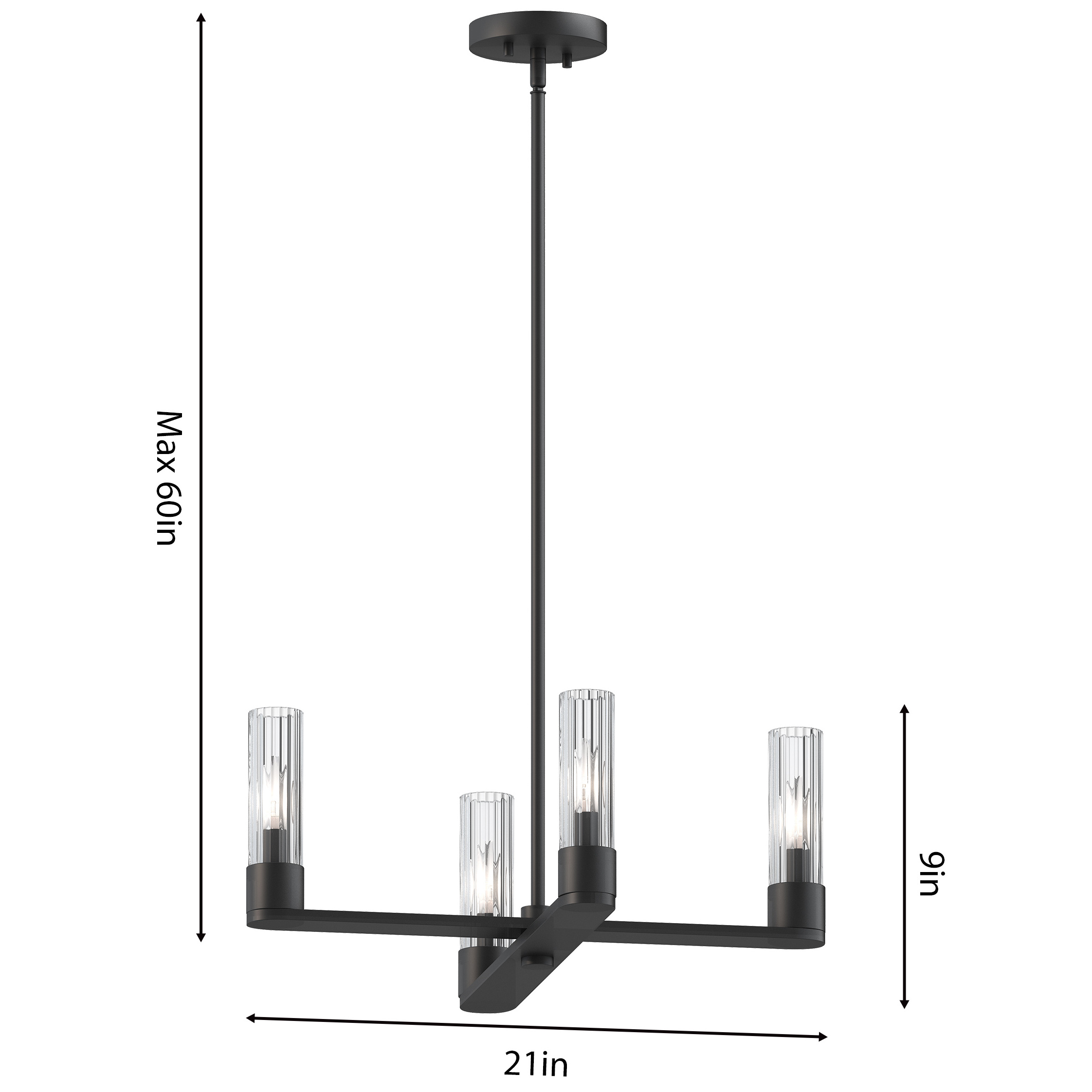 Modern Simple Island Line 5-Light Pendant Chandelier Light With Stripe Glass For Living Dining Room Kitchen