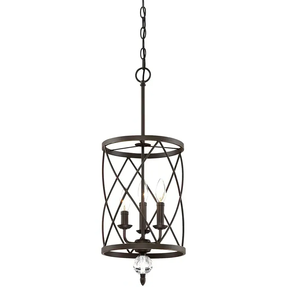 Hot Sell Cage Pendant Light Antique Brass Ceiling Chandelier Lantern For Hallway Dining  LivingRoom