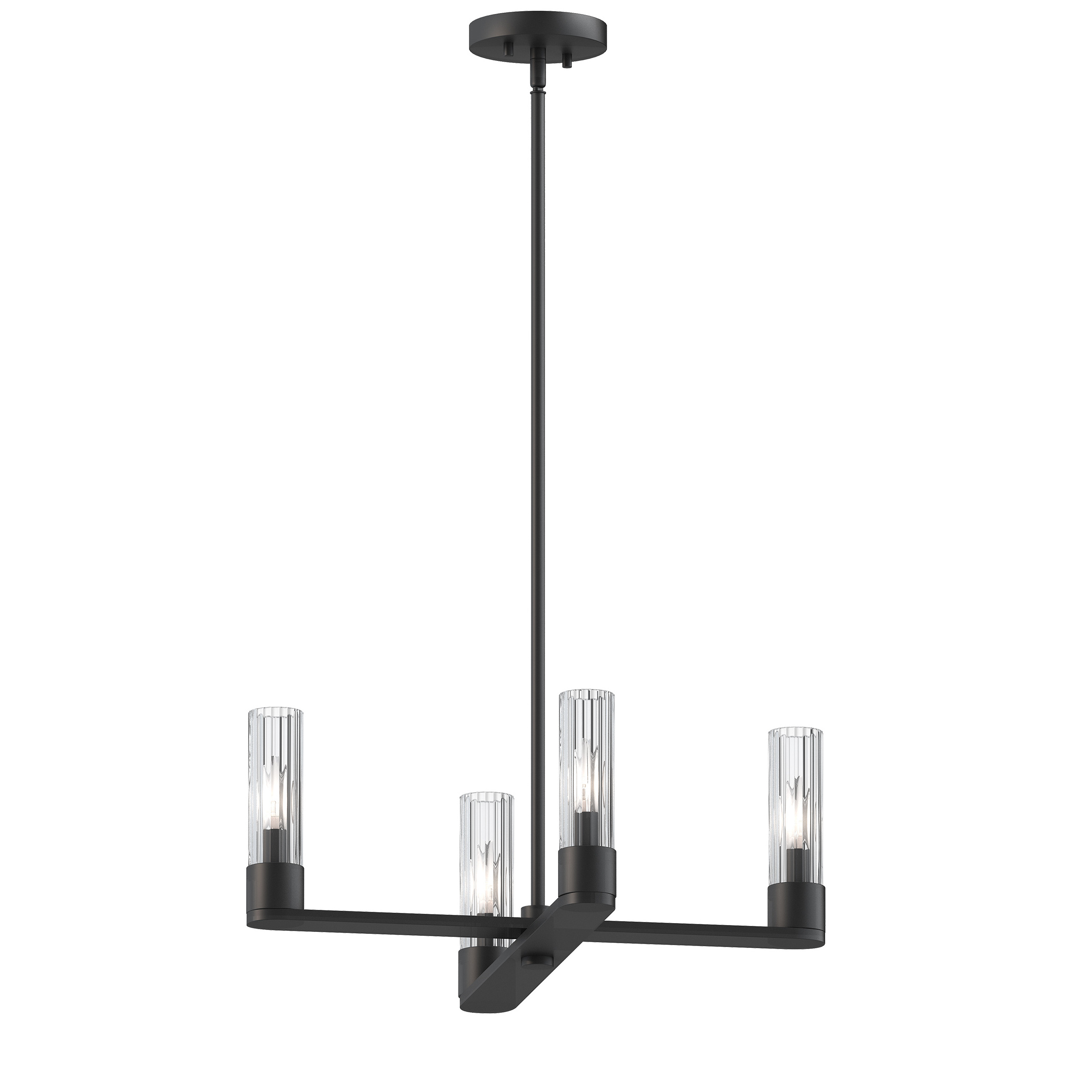 Modern Simple Island Line 5-Light Pendant Chandelier Light With Stripe Glass For Living Dining Room Kitchen