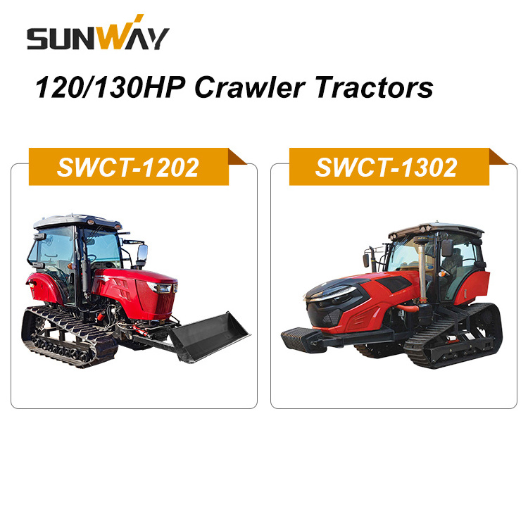 120HP 130HP Compact Crawler Tractor with Grass Cutter / Front End Loader and Backhoe Attachment