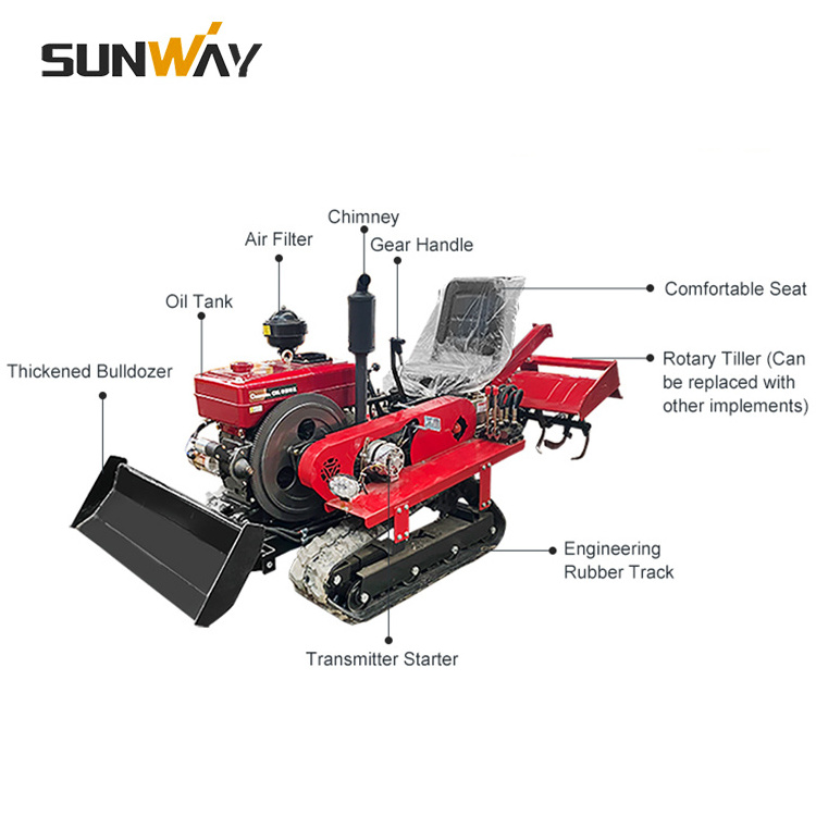 5 in 1 Machine Widely Used Agricultural Machinery Small Rice Farming Equipment Mini Crawler Tractor