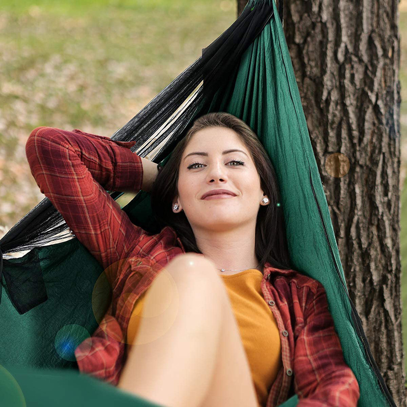 Adjustable Support Outdoor Hammocks with mosquito net