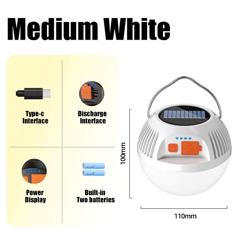 2022 amazon hot sale New Portable Led USB Rechargeable Solar Camping Lamp  Light Camping Lantern With Hook