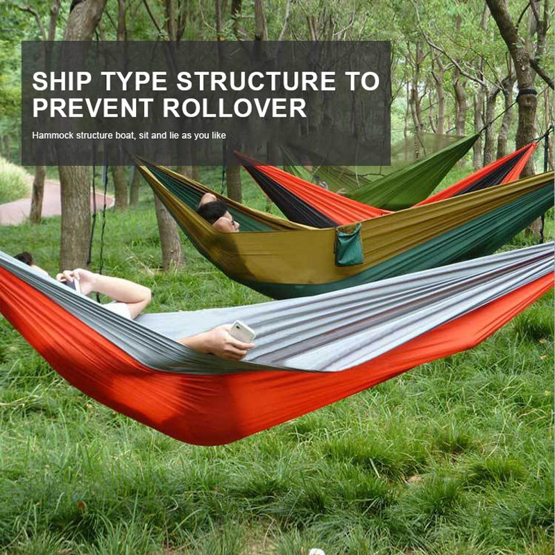 Hammock Swing Bed 1-2Person Anti-rollover Hammocks Max Load 300KG for Outdoor Camping Swings Parachute Cloth