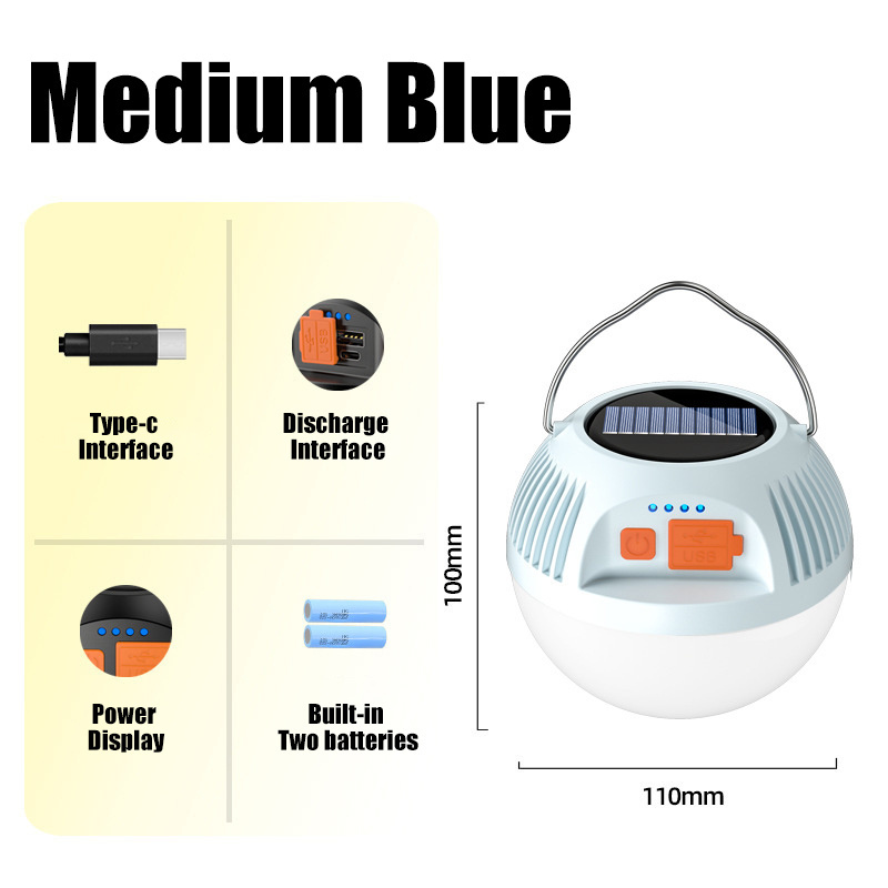 2022 amazon hot sale New Portable Led USB Rechargeable Solar Camping Lamp  Light Camping Lantern With Hook