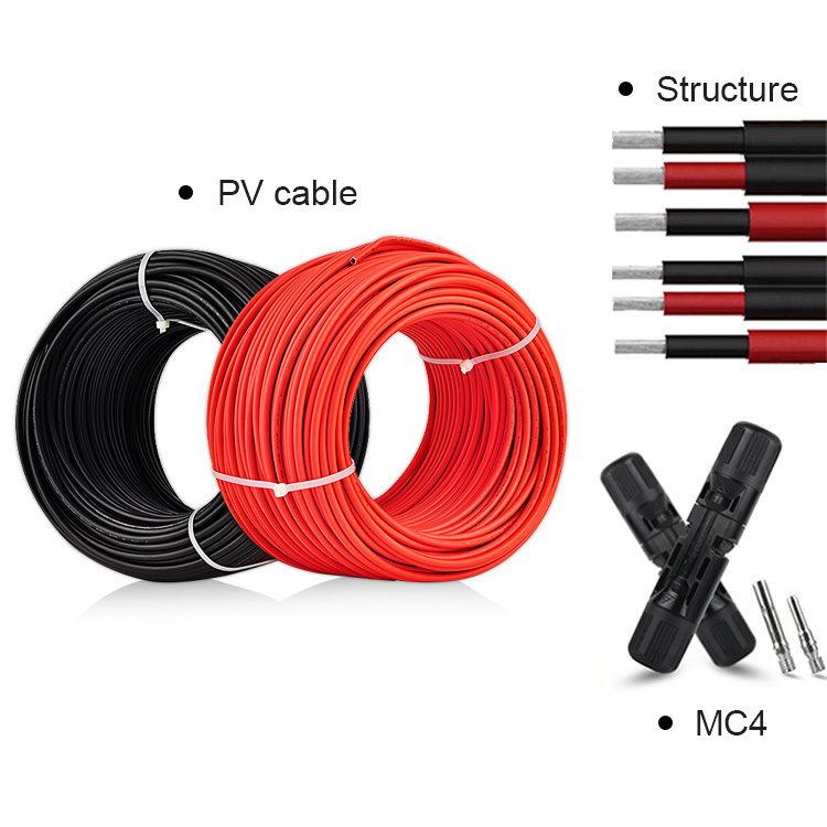 PV Solar Cable 4mm2 / 6mm2 / 10mm2 / 16mm2 / 25mm2 Power System Wires Red Black DC Wire 600/1000V