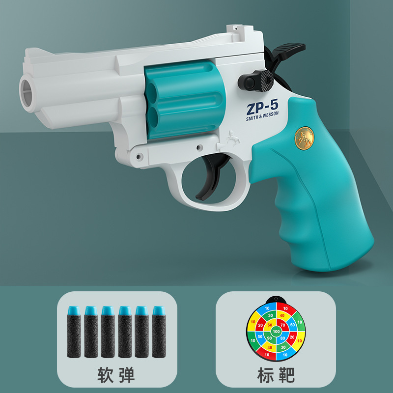 Revolver toy gun shell ejection soft bullet hand grabbing metal simulation alloy rocket gun toy for kids gun kids toys