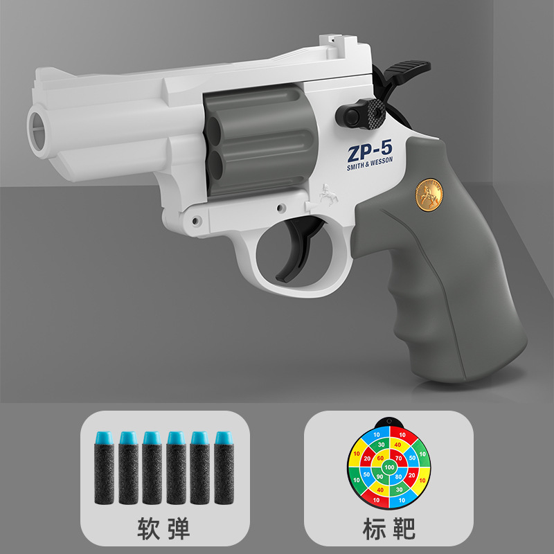 Revolver toy gun shell ejection soft bullet hand grabbing metal simulation alloy rocket gun toy for kids gun kids toys