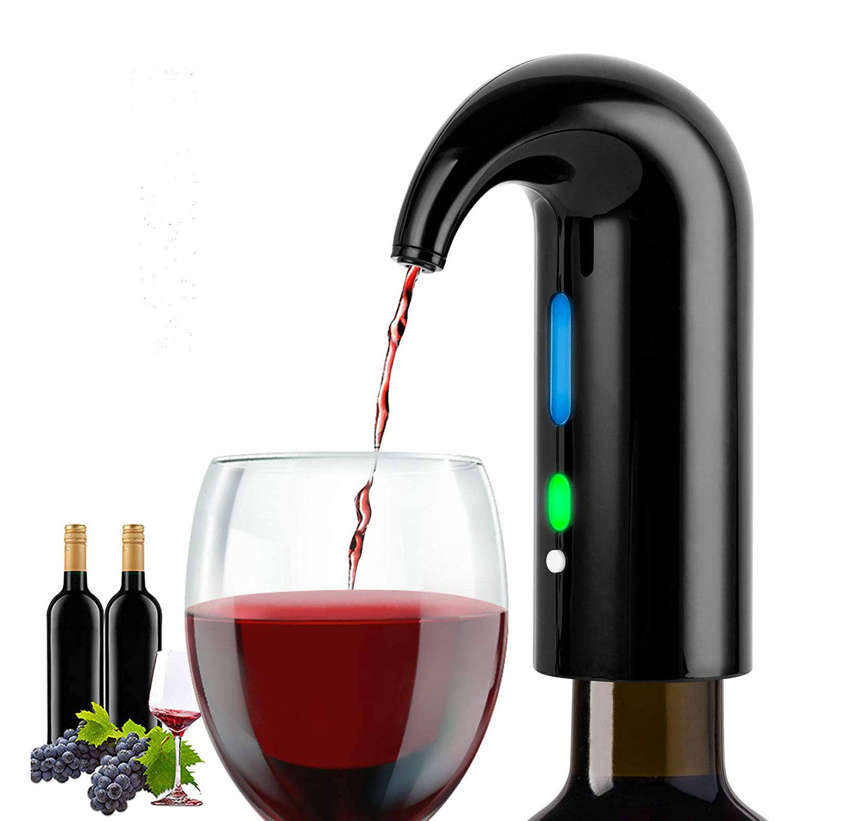 SUNWAY 1-button Electric Wine Aerator Black Electric Wine Dispenser Machine Automatic Wine Tap Accessory