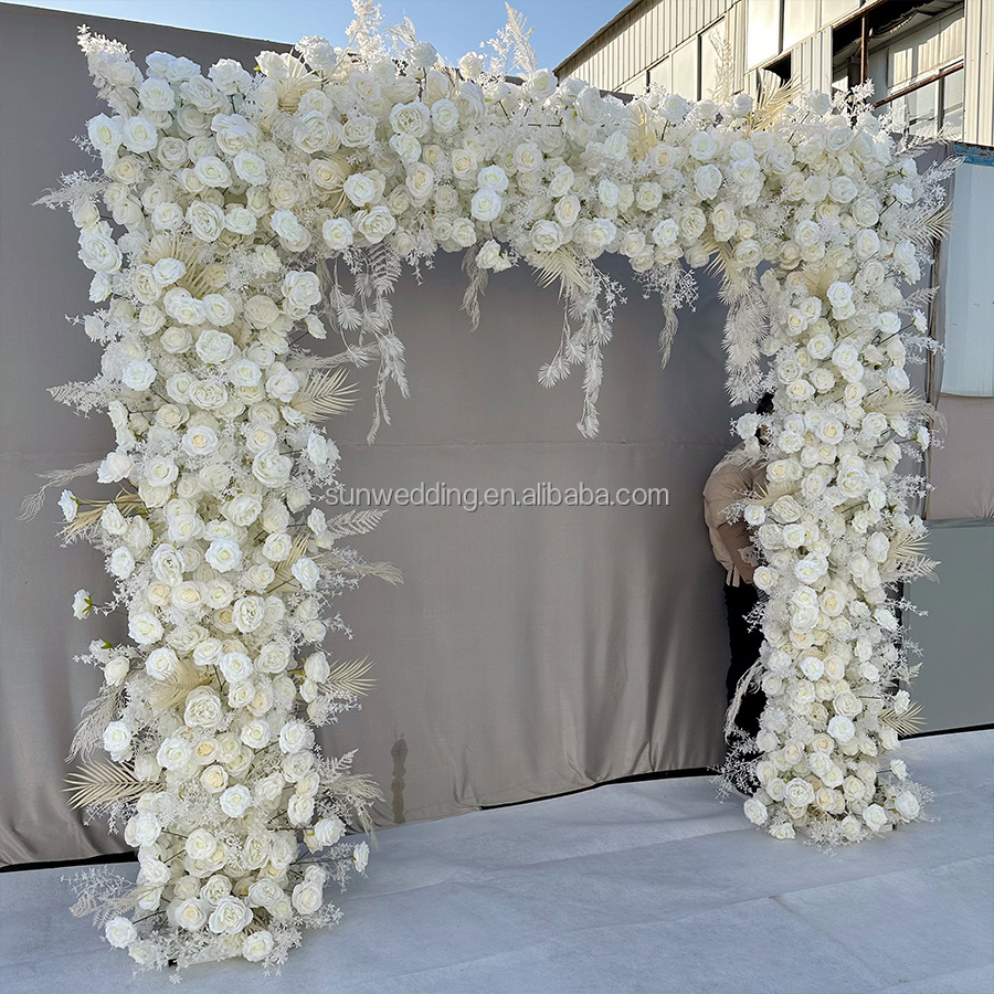 Sunwedding Artificial White Rose Wedding Arch For Wedding Background Wedding Decoration