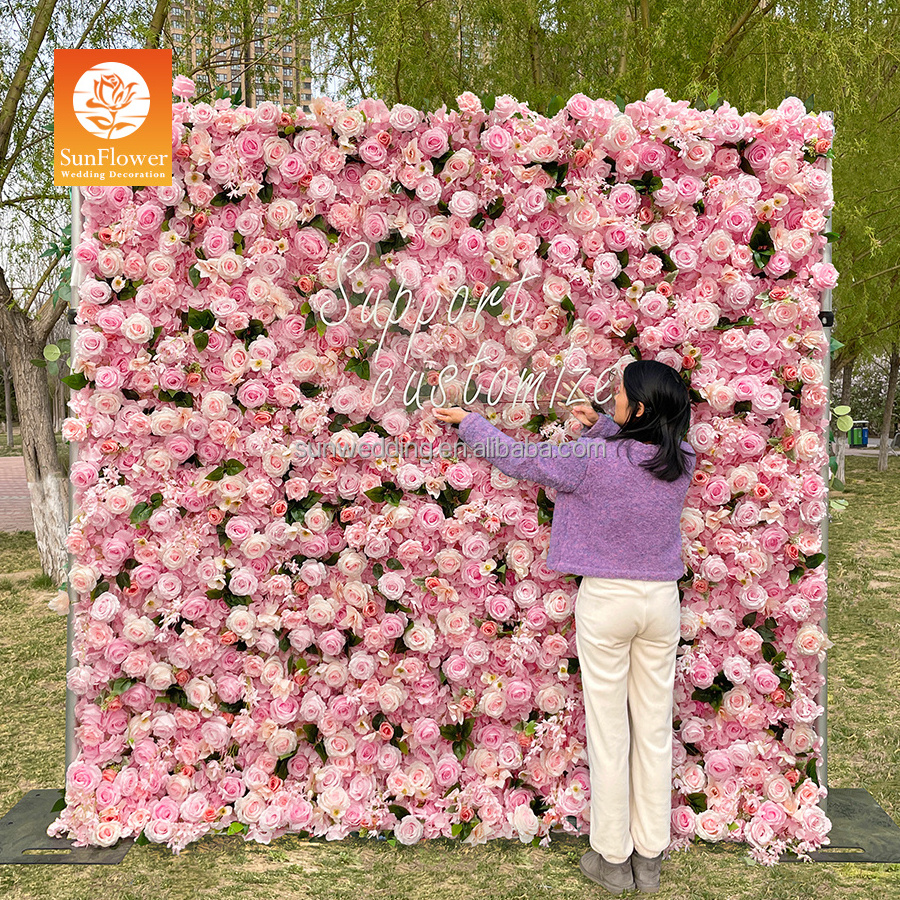 Sunwedding Artificial Flower Wall Customized Wedding Backdrop 3d Rose Flower Wall Panel