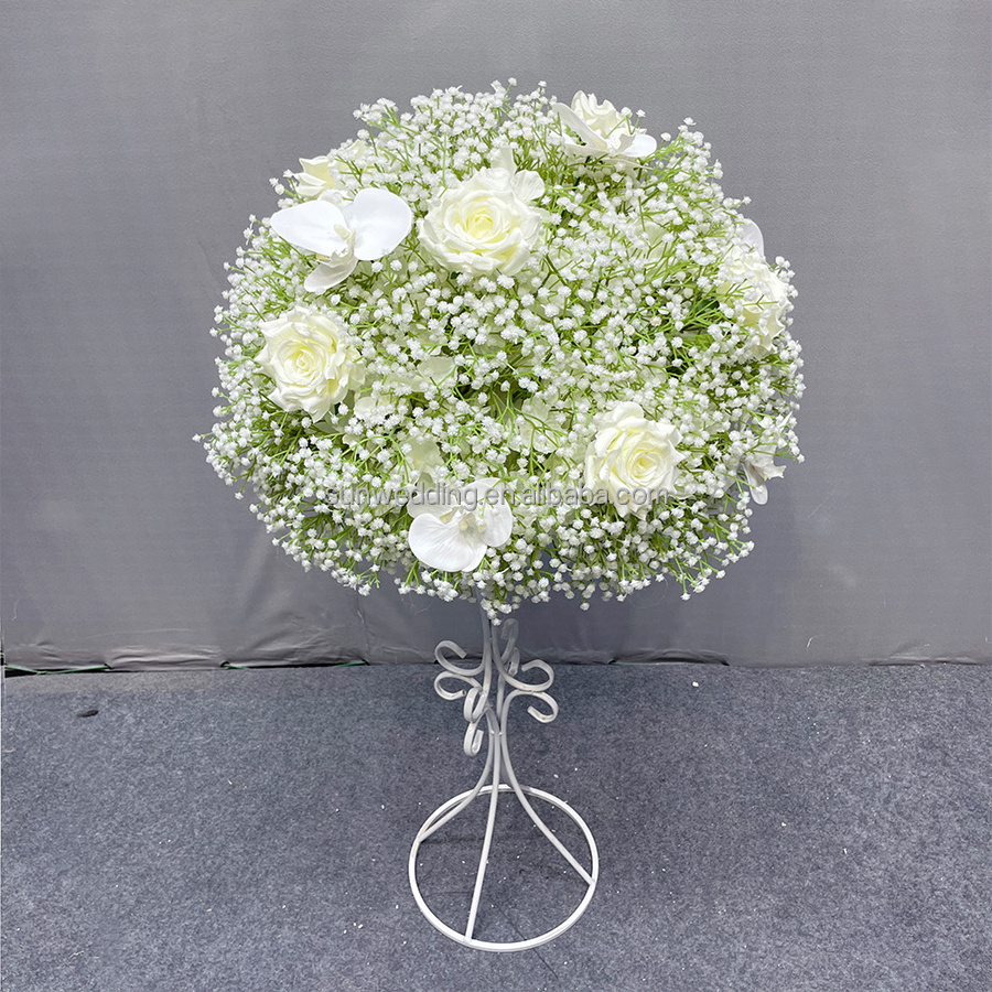 Sunwedding Customizable White Silk Flower Kissing Ball for Wedding Centerpiece Decorative