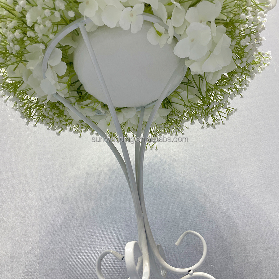 Sunwedding Customizable White Silk Flower Kissing Ball for Wedding Centerpiece Decorative