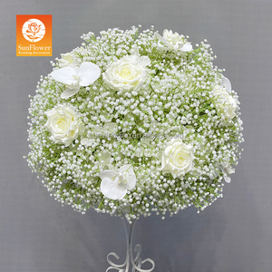 Sunwedding Customizable White Silk Flower Kissing Ball for Wedding Centerpiece Decorative