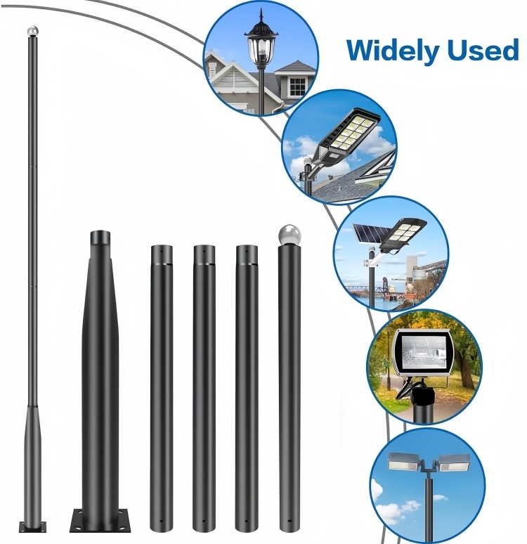 SUNWE Split Type Solar Garden Lighting Street lamp pole 3m 4m 5m 6m street lighting pole bracket