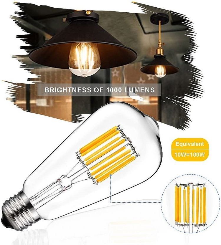 ETL PES SAA B22 E26 E27 12v 24v 36v Edison filament Bulb 4w 6w 8w 10w 12w led filament st64