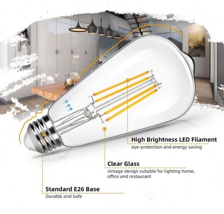 ETL PES SAA B22 E26 E27 12v 24v 36v Edison filament Bulb 4w 6w 8w 10w 12w led filament bulb st64