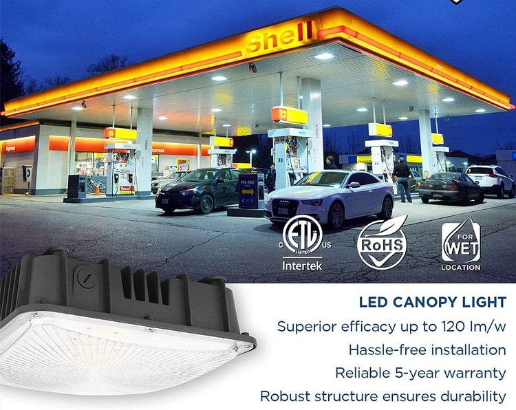 ETL DLC Gas Petrol Station Lighting 40w 60w 80w 100w led canopy