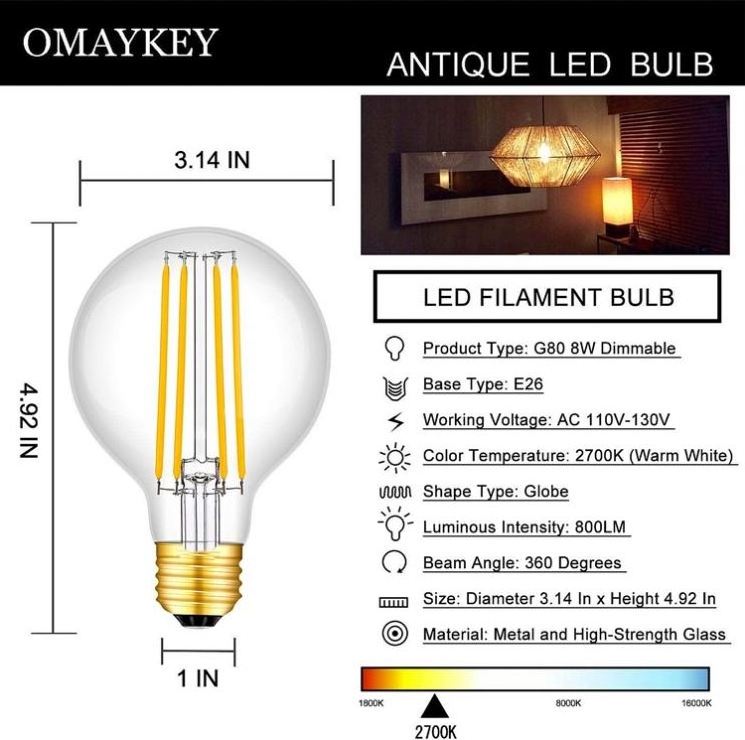 E26 E27 12v 24v 36v Edison led filament Bulb G95 G125 4w 6w 8w 10w 12w led light bulbs 12v