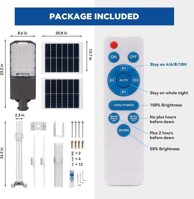 outdoor split type remote led solar street 100w 200w 300w 400w solar street light 1000w