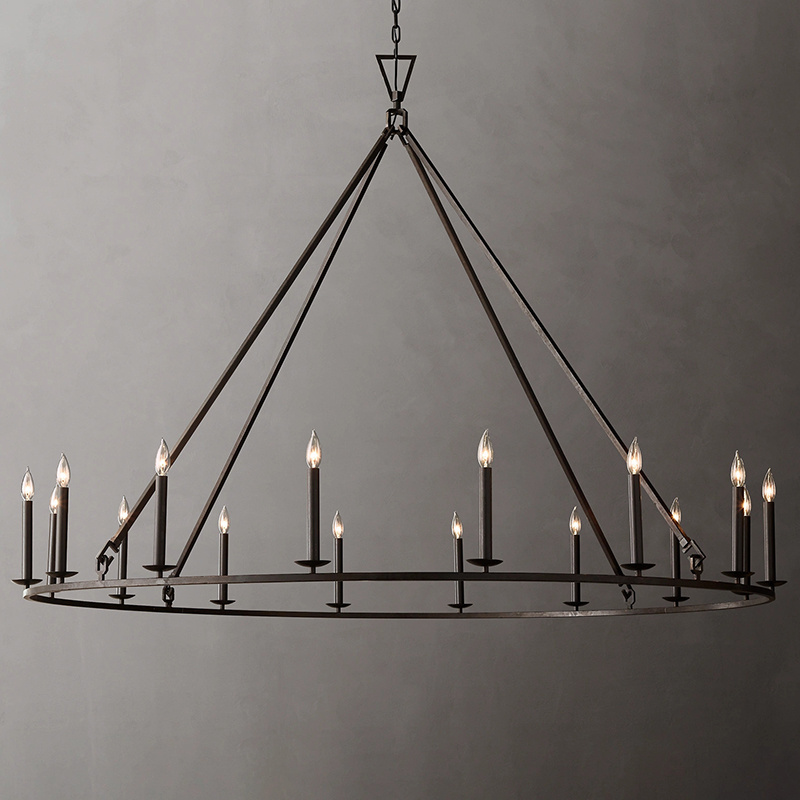 Sunwe High Quality Promotion Design Style Luxury candle Chandelier Metal Black Retro Pendant Lights Fixture