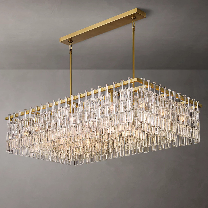 Sunwe Nordic Modern Style Light Fixtures Art Deco Living Room Gold Tube Ceiling Luxury Lustre Crystal Chandelier Pendant Light