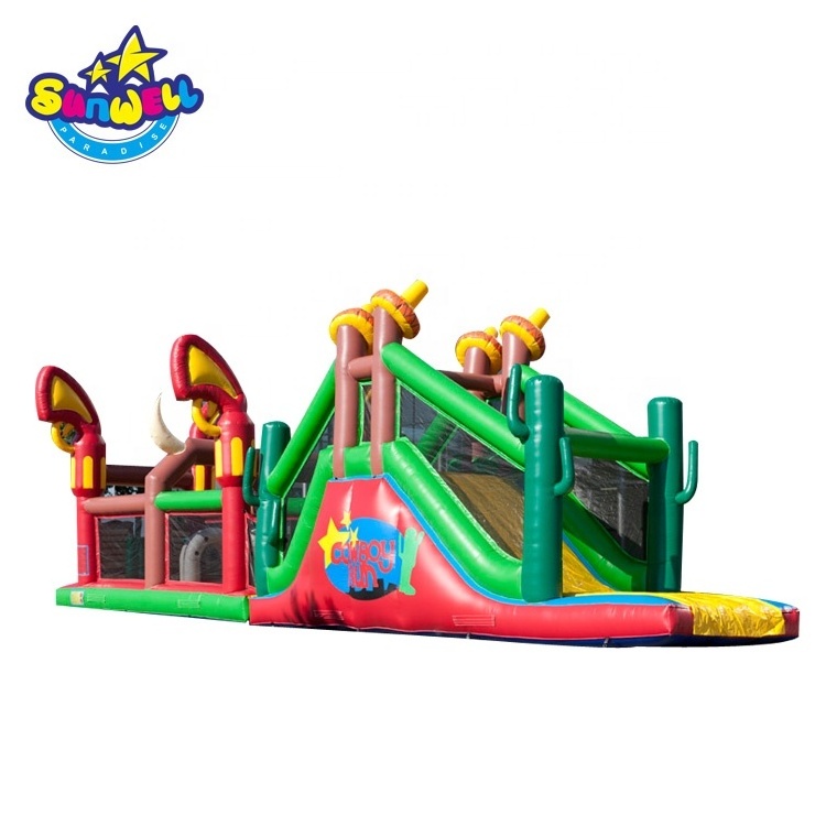 Attraction inflatable cowboy run inflatable obstacle course,outdoor event obstacle tunnel