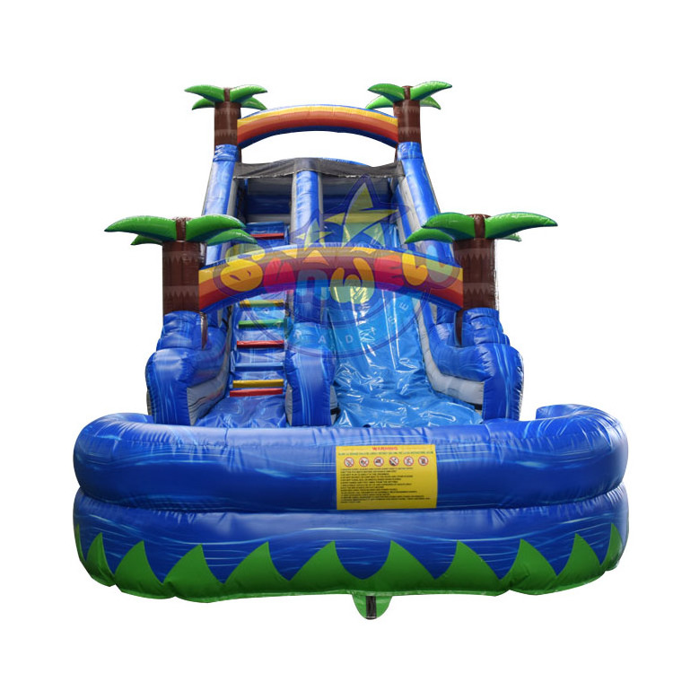 Commercial Palm tree inflatable water toboggan inflatable jungle water slide inflatable toboggan slide for sale