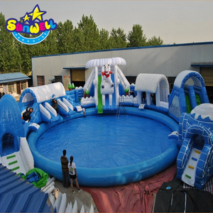 Giant inflatable amusement water park slides with swimming pool inflatable water slides for sale