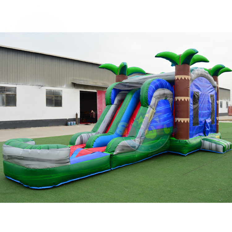 Customized size combo bounce house jumping castle inflatable water slide with pool for sale