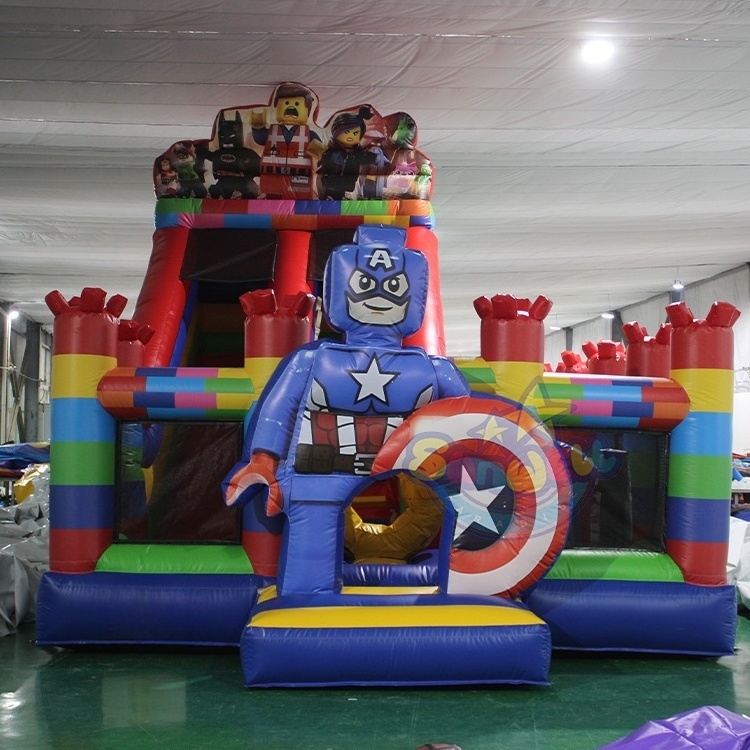 Commercial Building Blocks Bouncer Combo Inflatable Jumping Bouncy Castle With Slide Legoing Bounce House For Kids