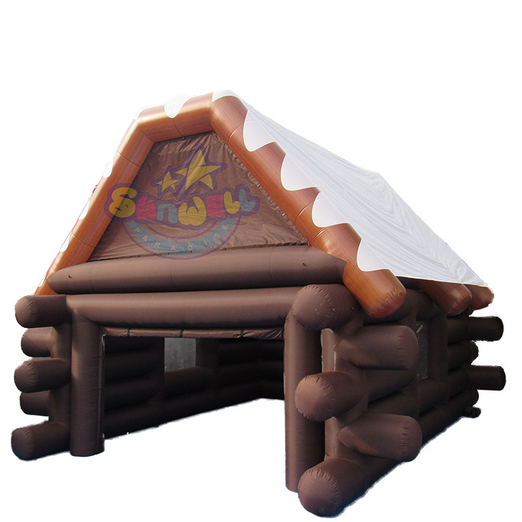 Christmas Santa House Inflatable Log Cabin Inflatable Winter Wood House with customized design