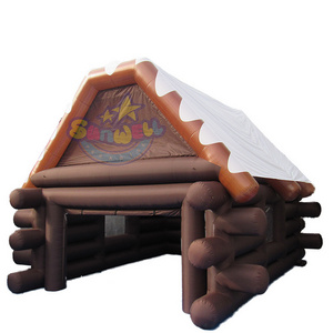 Christmas Santa House Inflatable Log Cabin Inflatable Winter Wood House with customized design