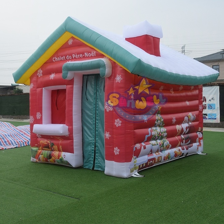 2024 Merry Christmas Ornament Snow Inflatable House Tent Inflatable Santa House For Decoration