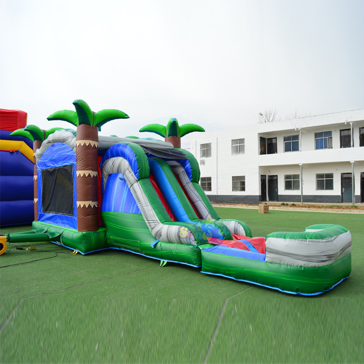 Customized size combo bounce house jumping castle inflatable water slide with pool for sale