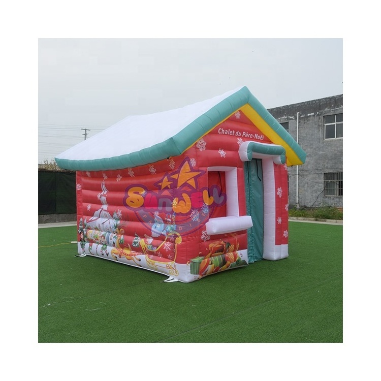 2024 Merry Christmas Ornament Snow Inflatable House Tent Inflatable Santa House For Decoration