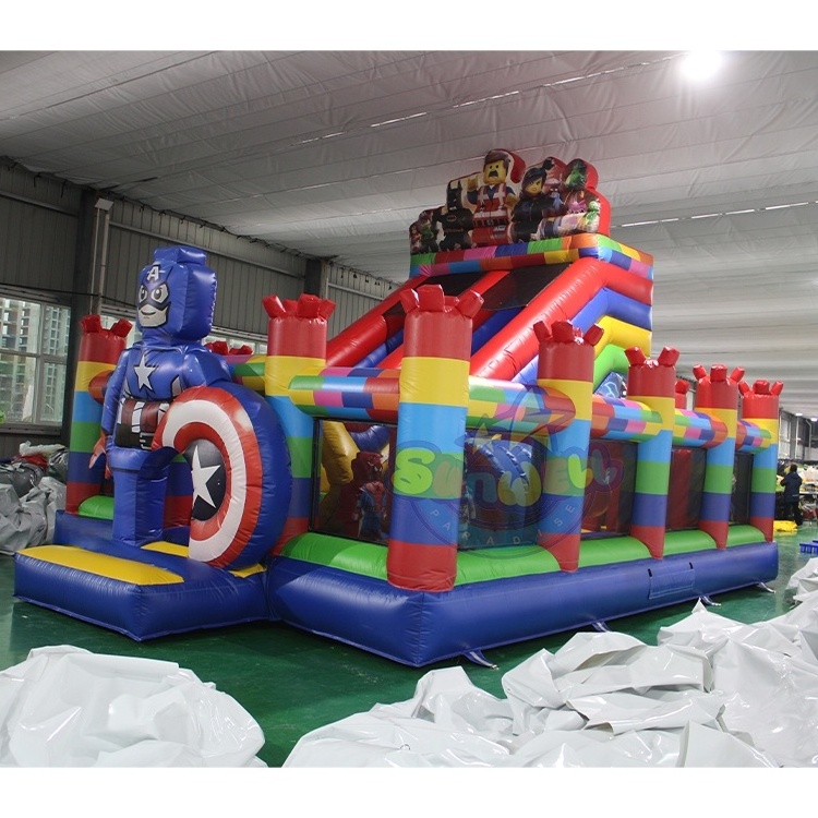 Commercial Building Blocks Bouncer Combo Inflatable Jumping Bouncy Castle With Slide Legoing Bounce House For Kids