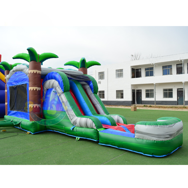 Customized size combo bounce house jumping castle inflatable water slide with pool for sale