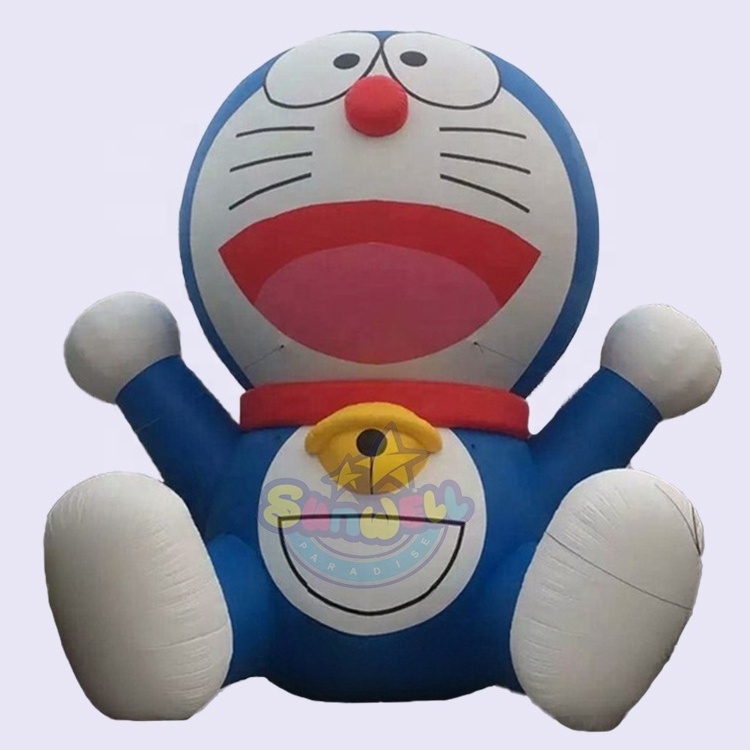 hign quality advertising cartoon,Color Printing Blue Stand doraemon themed inflatable cartoon character for sale